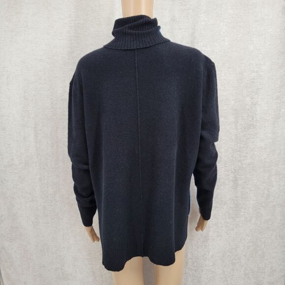 Athleta Transit Colorblock Turtleneck Sweater Merino Wool Black Blue NWT - Picture 5 of 11